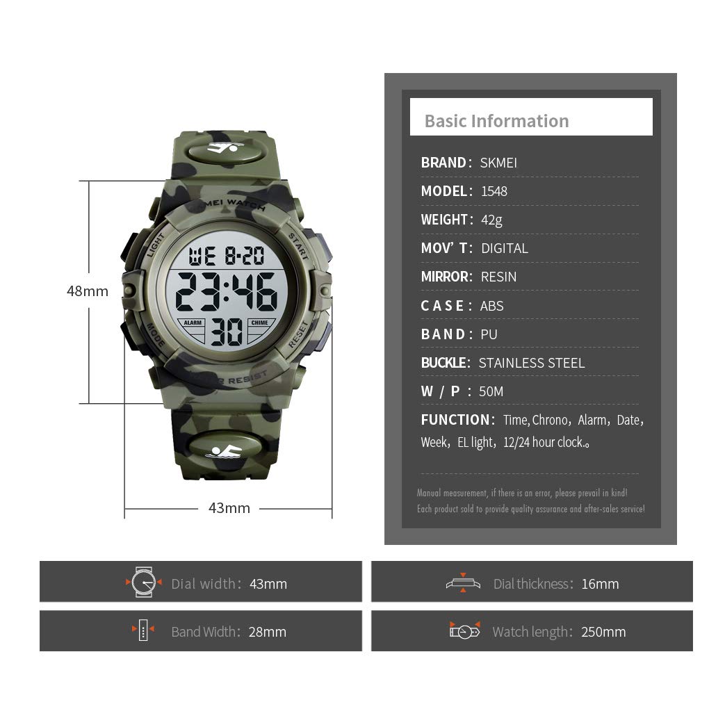 Foto 7 | Venta Internacional - Reloj Tephea Kids Military Digital, 50 M, Resistente Al Agua Con Led