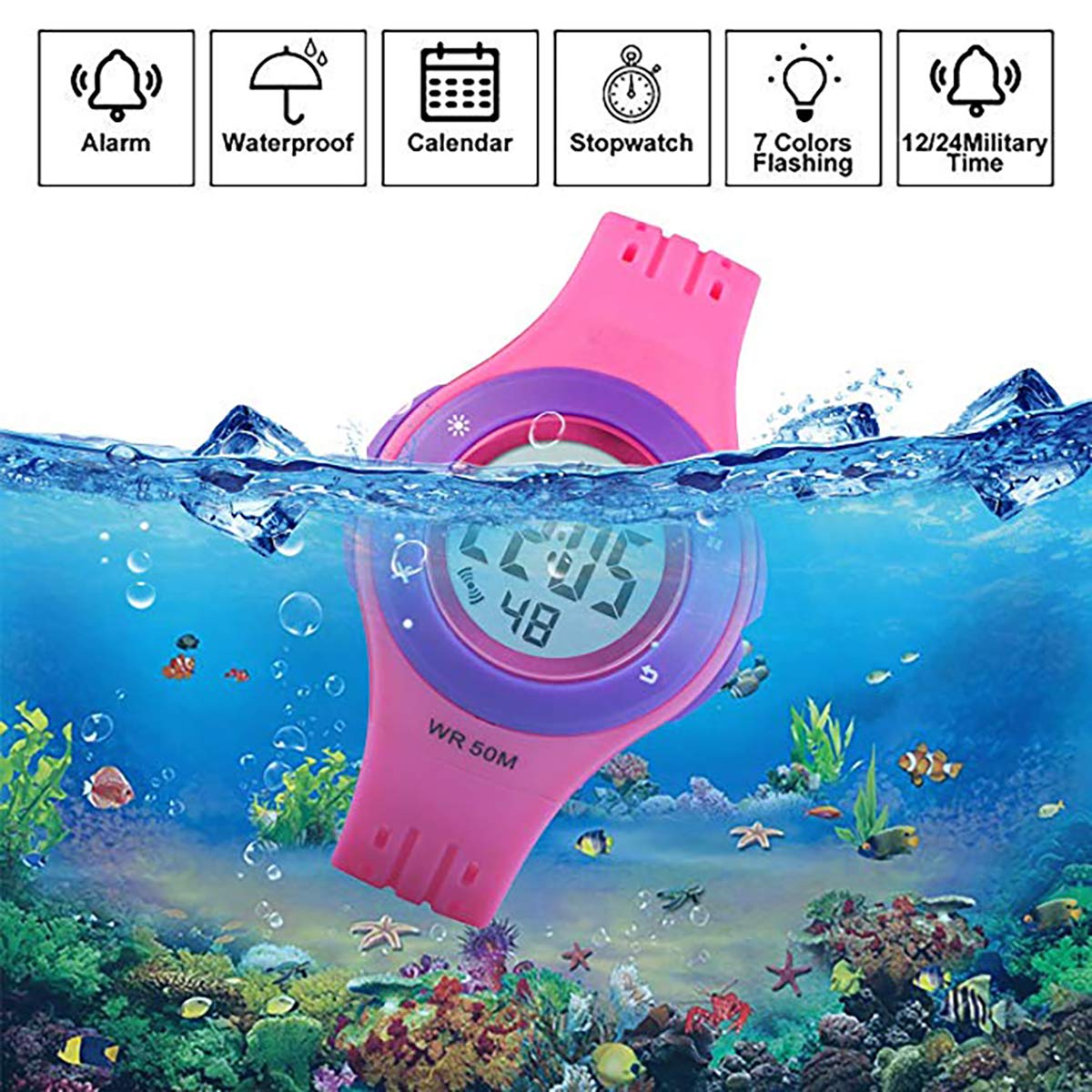 Foto 4 pulgar | Venta Internacional - Reloj Digital Para Niños Anloo, 50 M, Con Alarma, Cronómetro Impermeable