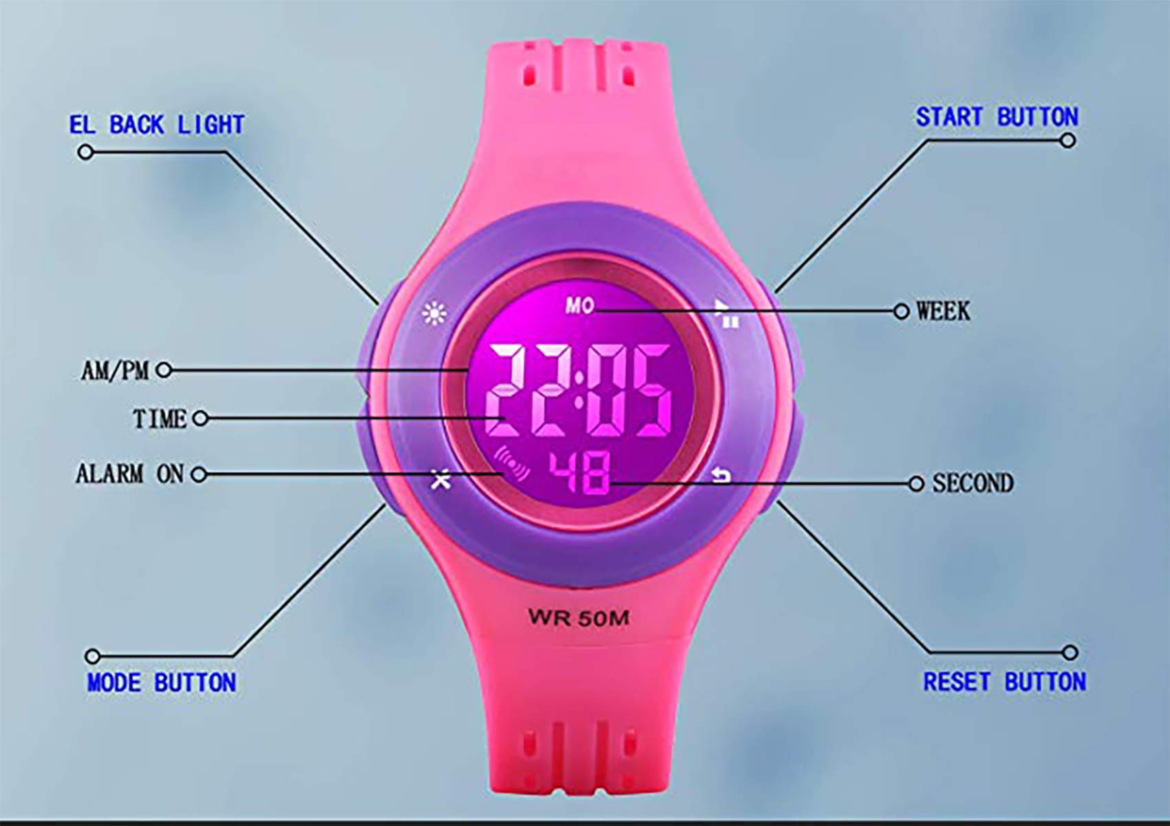 Foto 5 pulgar | Venta Internacional - Reloj Digital Para Niños Anloo, 50 M, Con Alarma, Cronómetro Impermeable