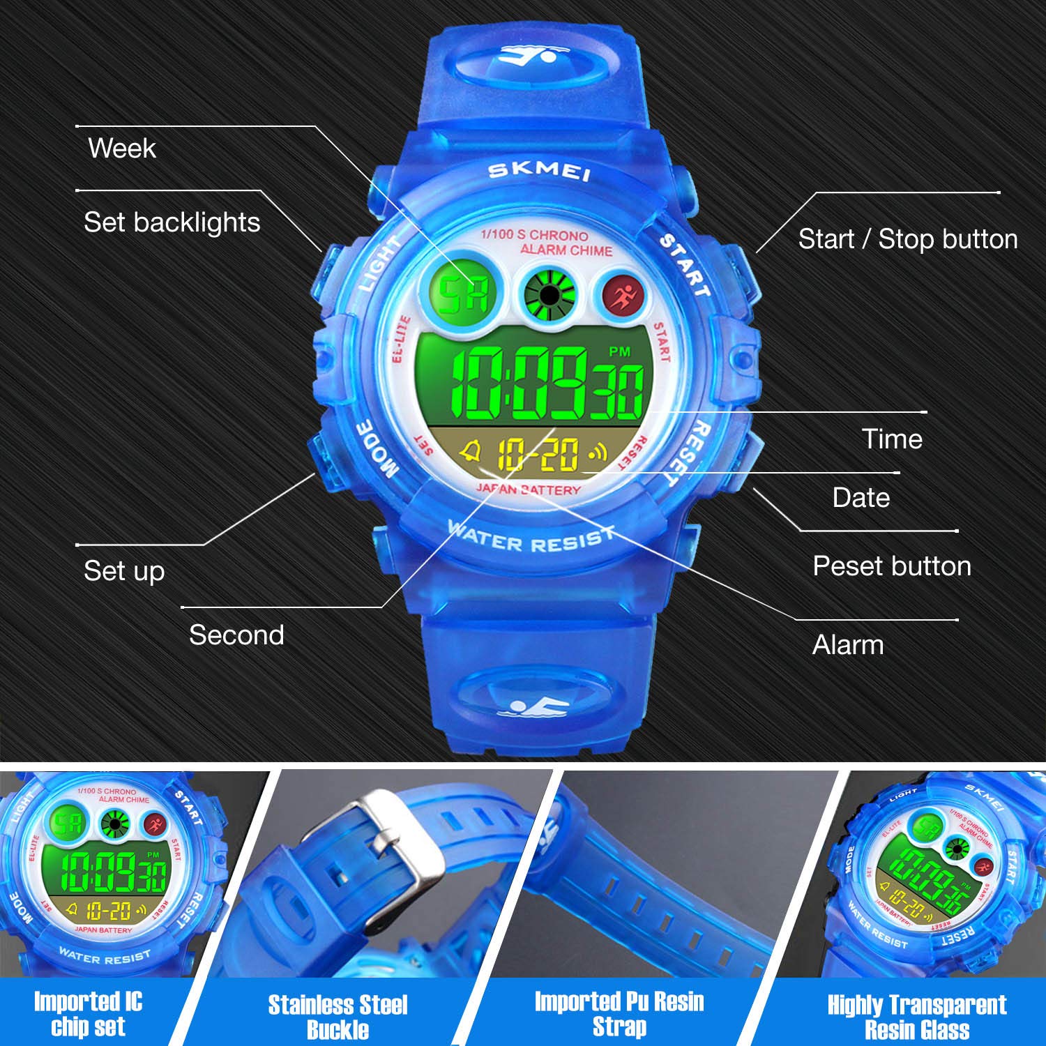 Foto 3 pulgar | Venta Internacional - Reloj Cofuo Con Alarma Digital Para Niños, Deportivo, Impermeable Y Cronómetro