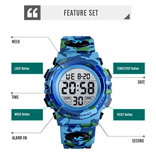 Foto 3 pulgar | Venta Internacional - Reloj Dayllon Boys Digital Sports, 50 M, Impermeable, Camuflaje, Azul