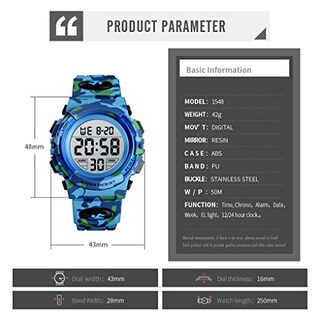 Foto 3 | Venta Internacional - Reloj Dayllon Boys Digital Sports, 50 M, Impermeable, Camuflaje, Azul