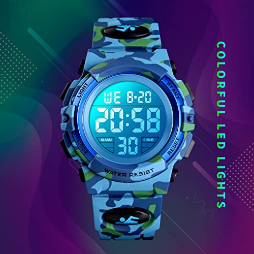 Foto 6 pulgar | Venta Internacional - Reloj Dayllon Boys Digital Sports, 50 M, Impermeable, Camuflaje, Azul