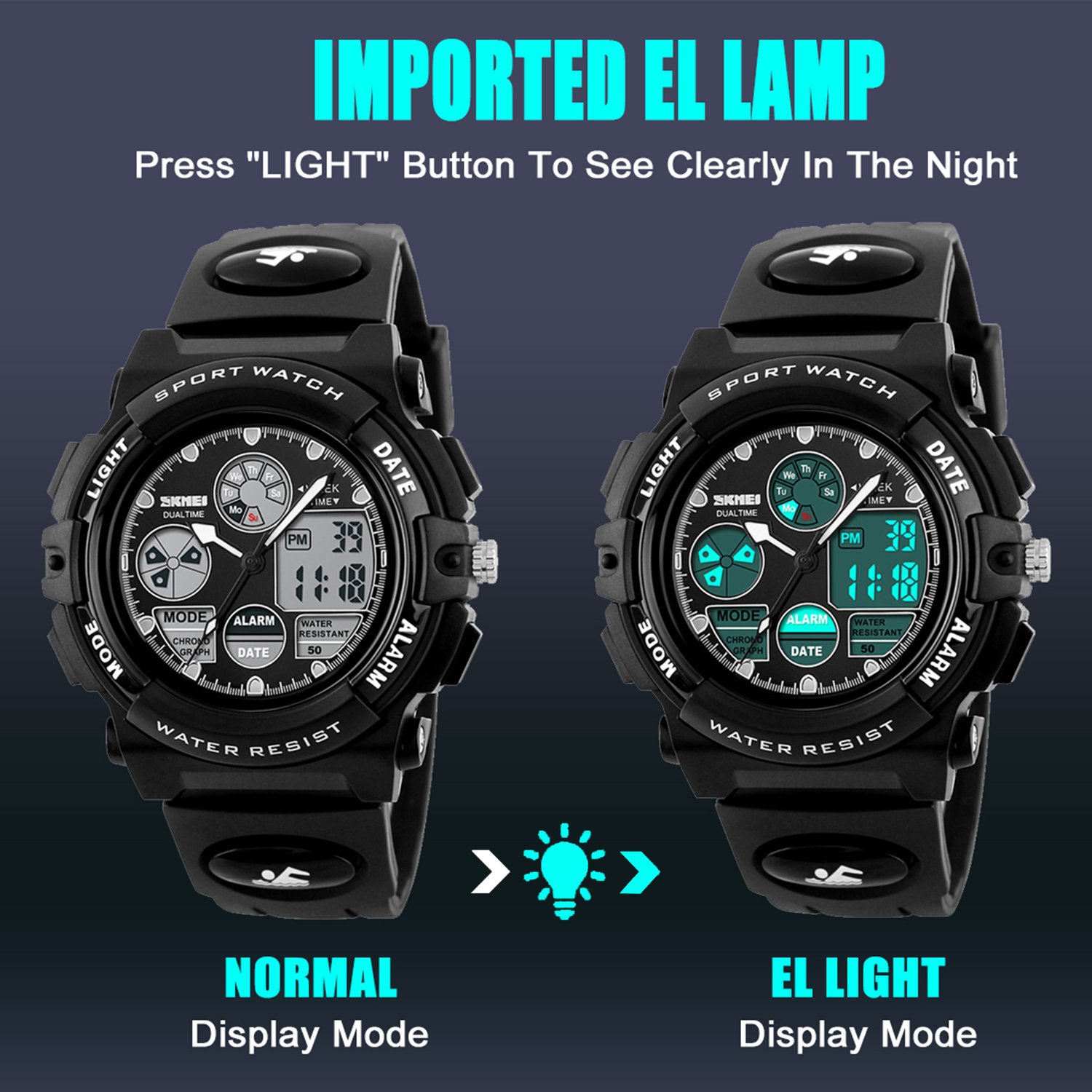 Foto 5 | Venta Internacional - Reloj Viliysun Kid Sport, 50 M, Resistente Al Agua, Con Alarma Led Y Cronómetro