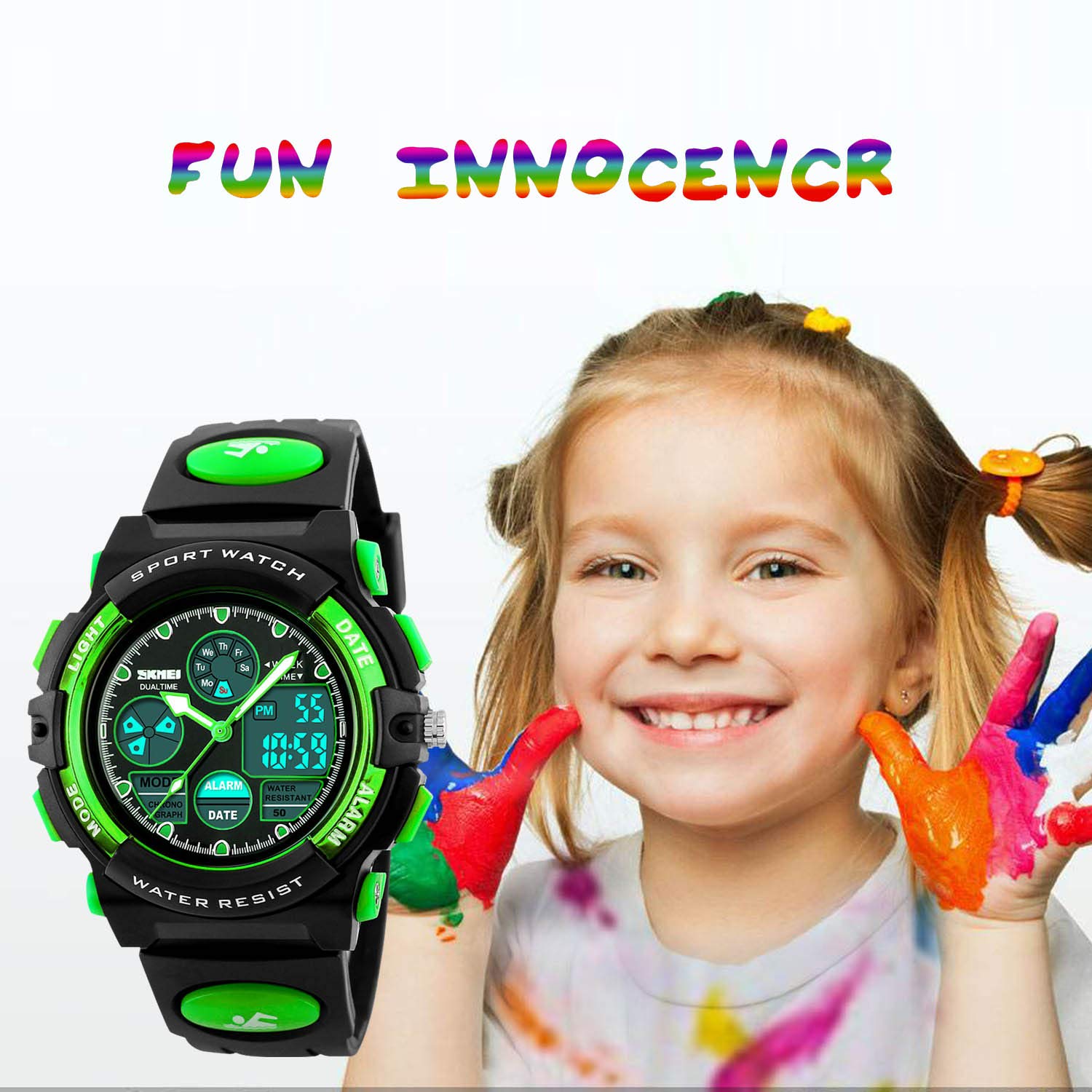 Foto 3 pulgar | Venta Internacional - Reloj Deportivo Cofuo Impermeable Para Niños De 5 A 16 Años, Color Verde