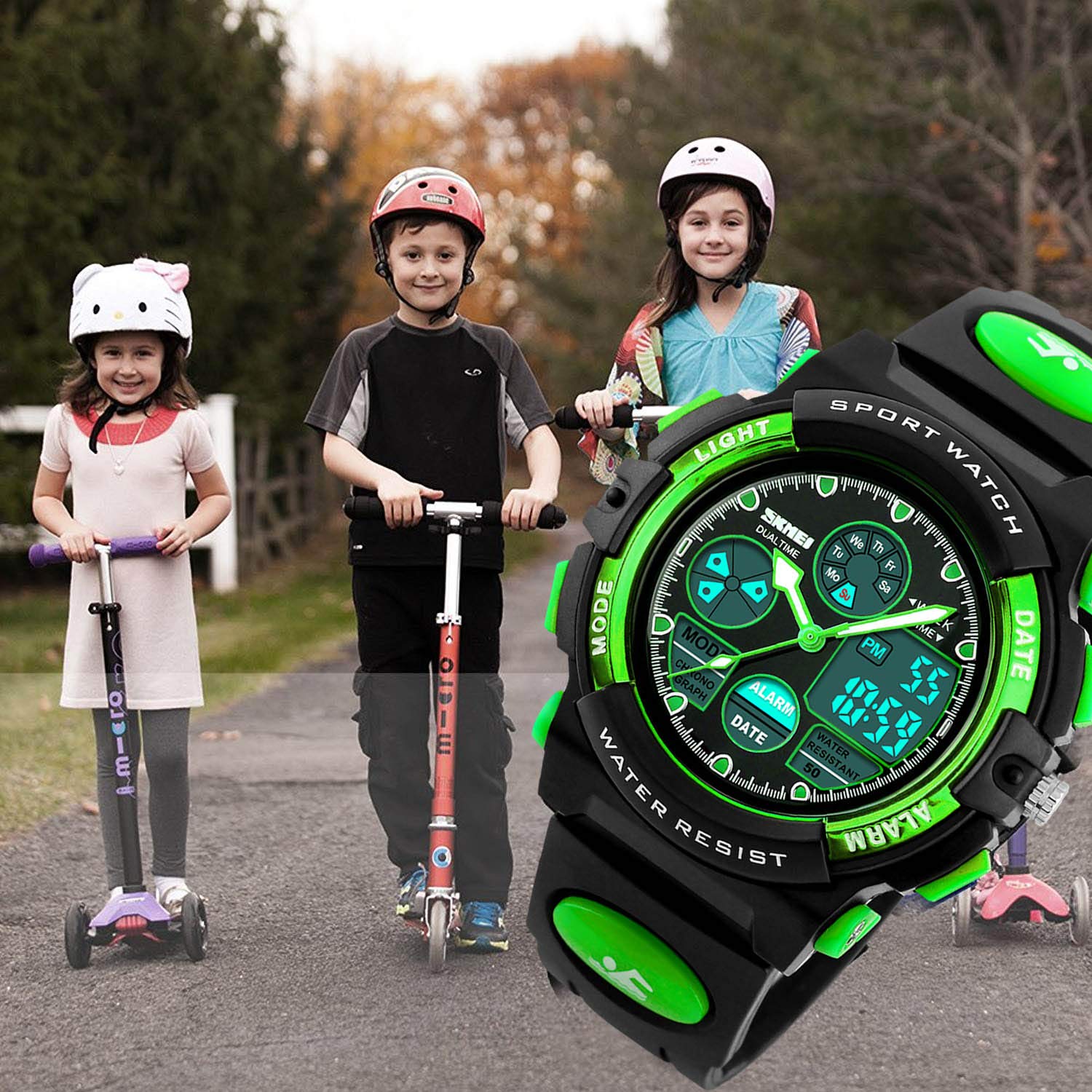 Foto 7 pulgar | Venta Internacional - Reloj Deportivo Cofuo Impermeable Para Niños De 5 A 16 Años, Color Verde