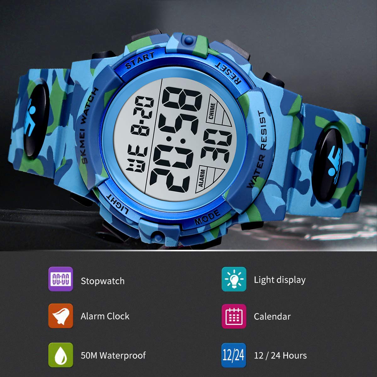 Foto 3 pulgar | Venta Internacional - Reloj Senors Led Camuflaje Azul para Niños