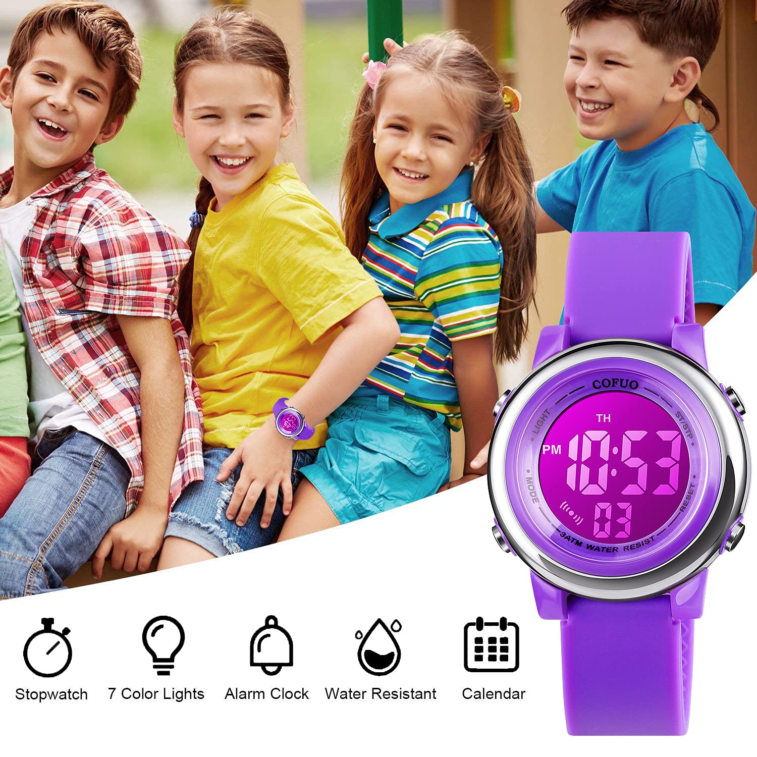 Foto 6 pulgar | Venta Internacional-Reloj Cofuo Lila Infantil