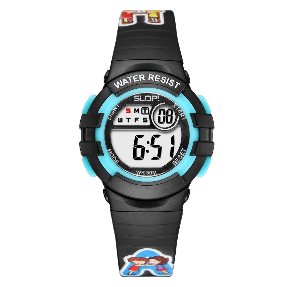 Reloj Infantil Slop Para Niño Sw8206lk12 Negro Print Abecedario