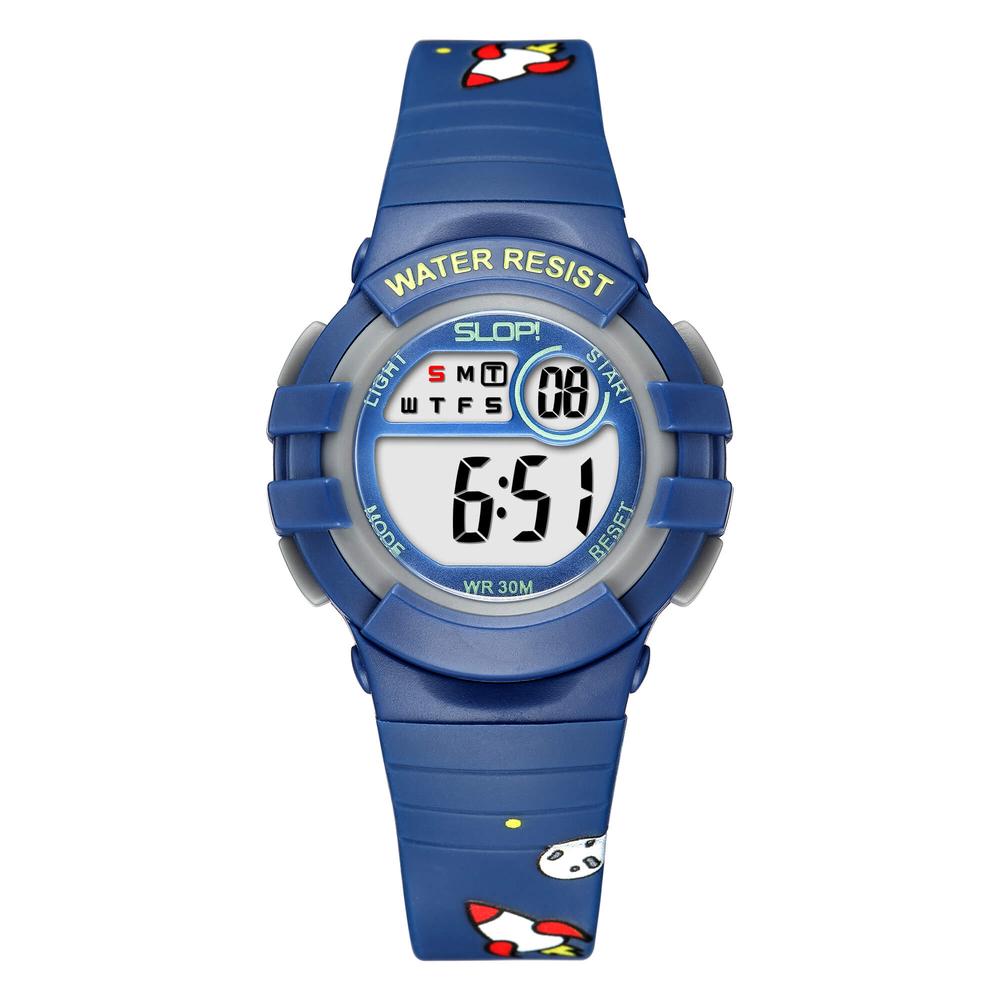 Reloj Infantil Slop Para Niño Sw8206lk14 Azul Print Cohetes