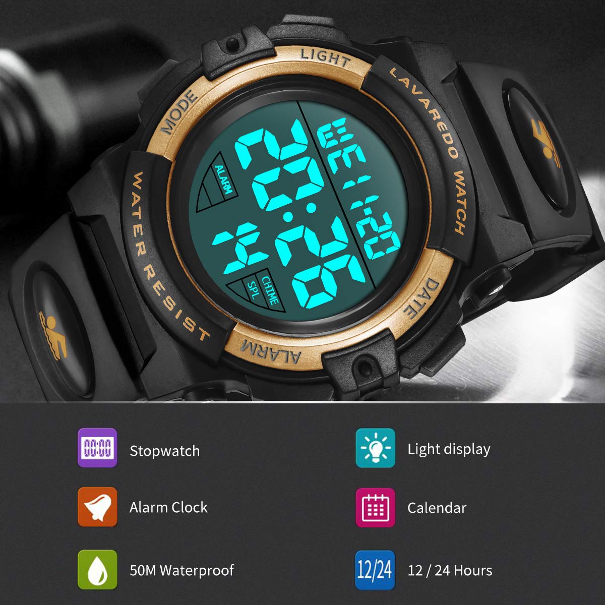 Foto 7 | Reloj Alps Cronógrafo Deportivo Digital Resistente al Agua - Venta Internacional