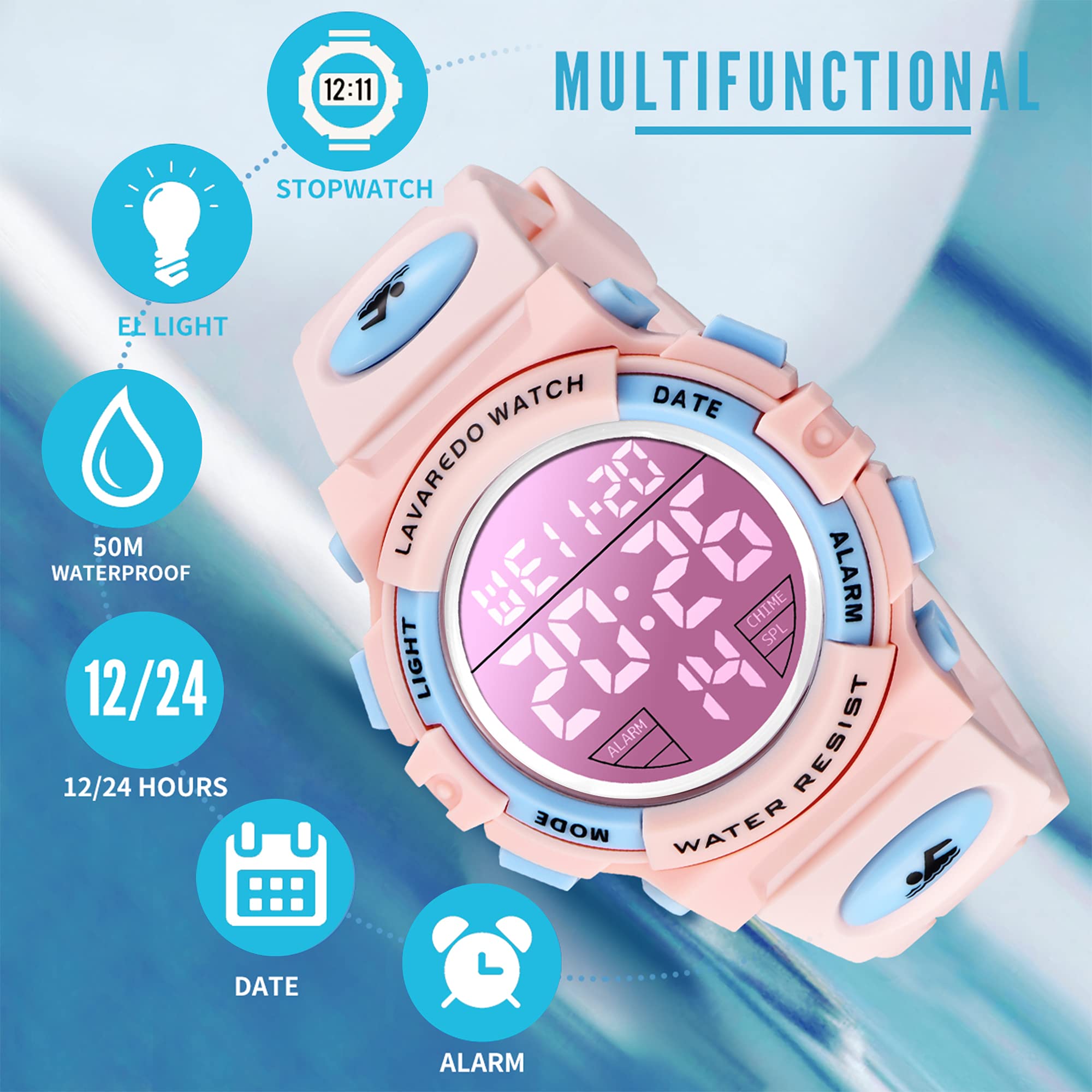 Foto 3 pulgar | Reloj Multifuncional para Niños de 3 a 15 Años Digital y Analógico Resistente al Agua 50m