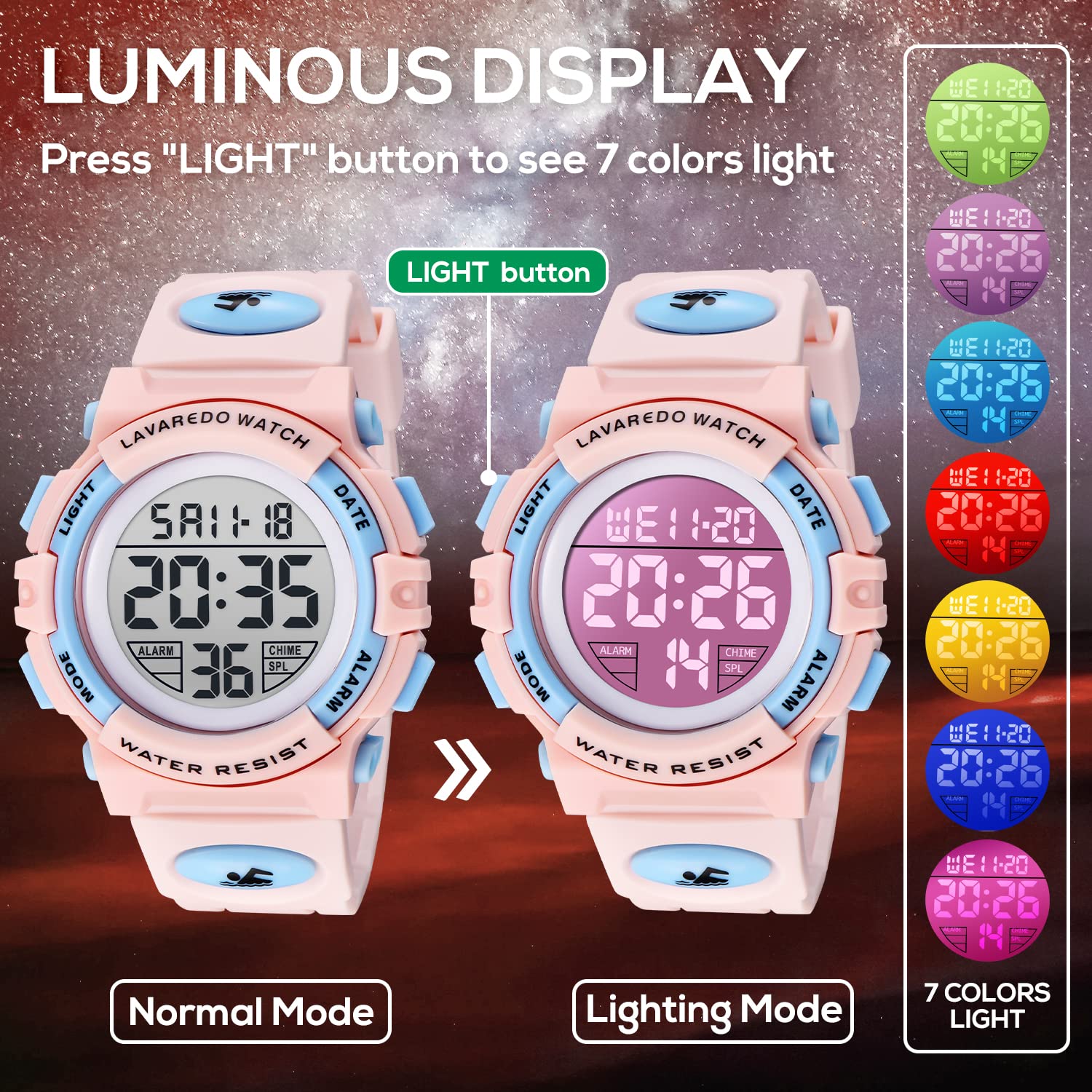 Foto 5 pulgar | Reloj Multifuncional para Niños de 3 a 15 Años Digital y Analógico Resistente al Agua 50m