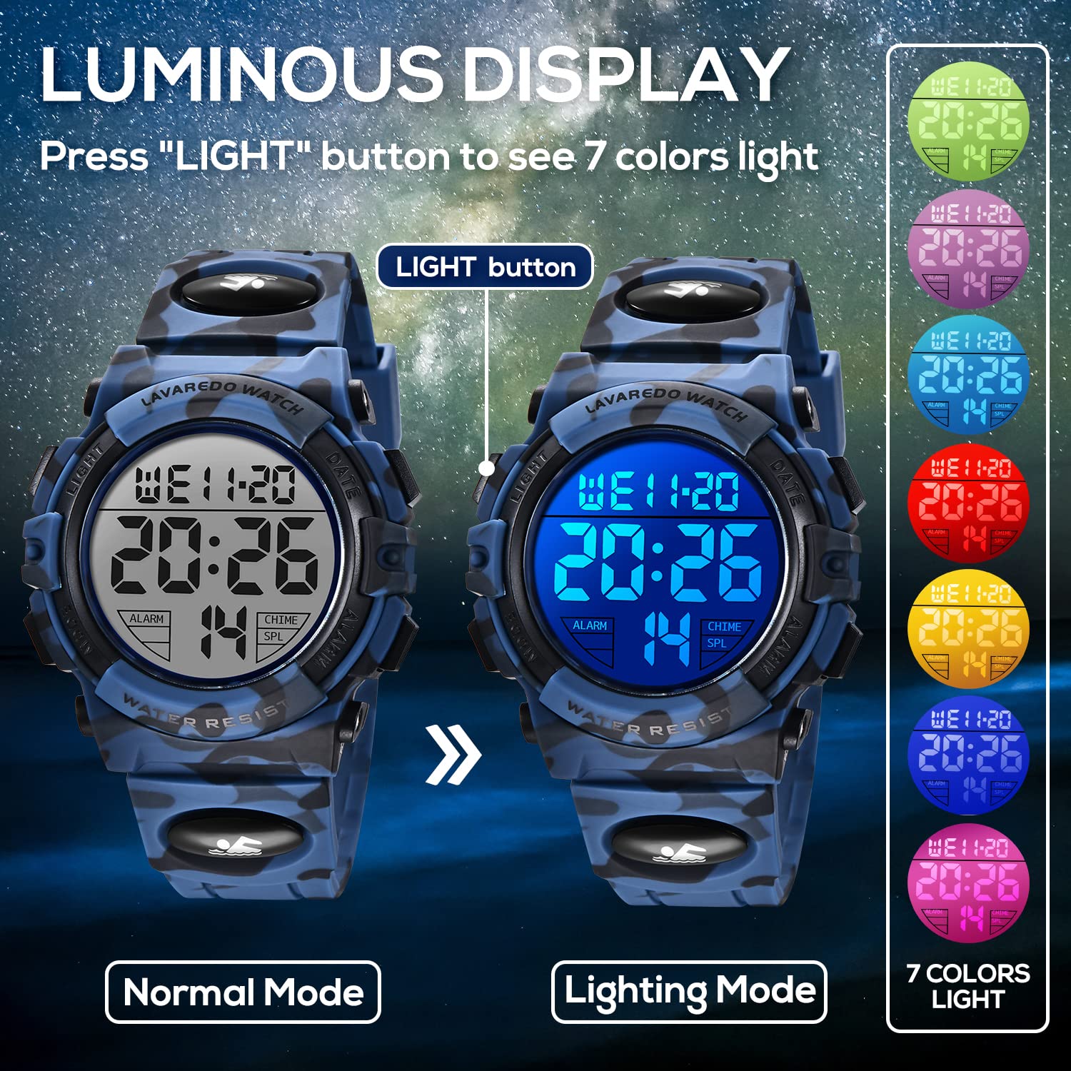 Foto 4 pulgar | Reloj Deportivo A Alpha Impermeable con Alarma y Calendario para Niños - Venta Internacional