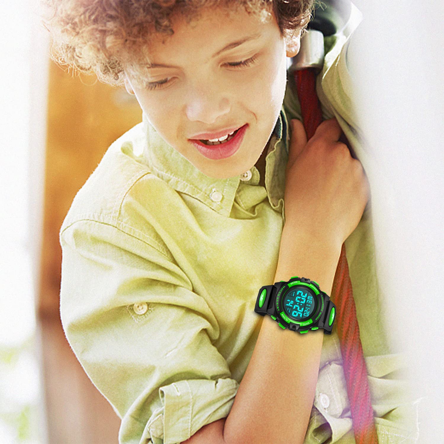 Foto 4 pulgar | Reloj A Alps Negro con Verde para Niños - Venta Internacional