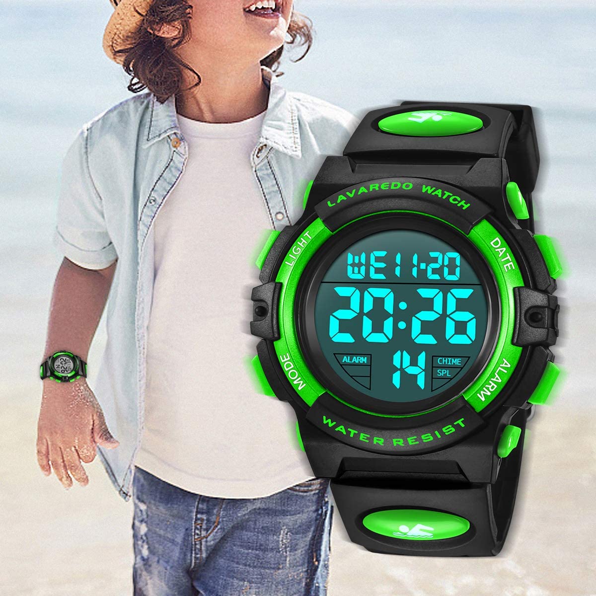 Foto 7 pulgar | Reloj A Alps Negro con Verde para Niños - Venta Internacional