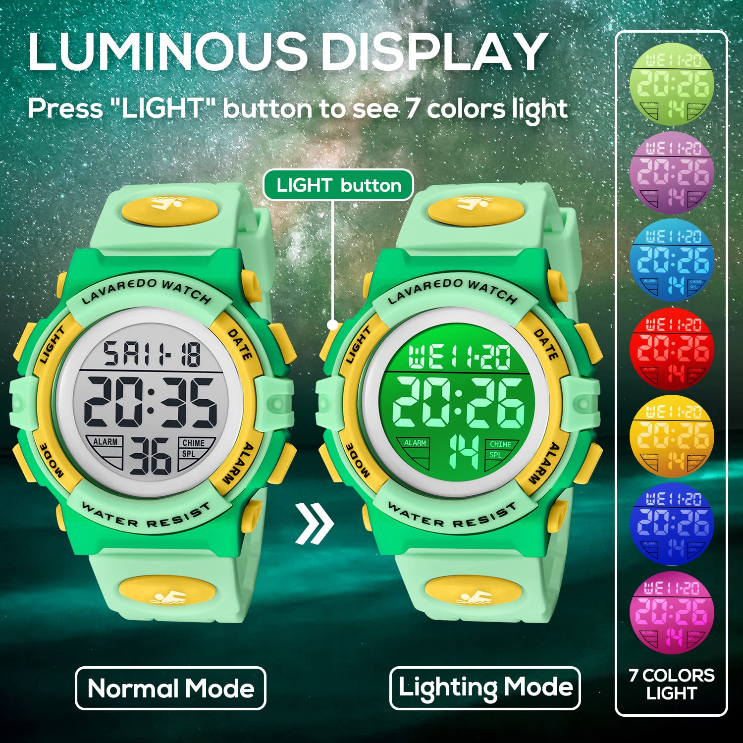 Foto 3 pulgar | Reloj Deportivo Digital  Alps para Niño Resistente al Agua - Venta Internacional