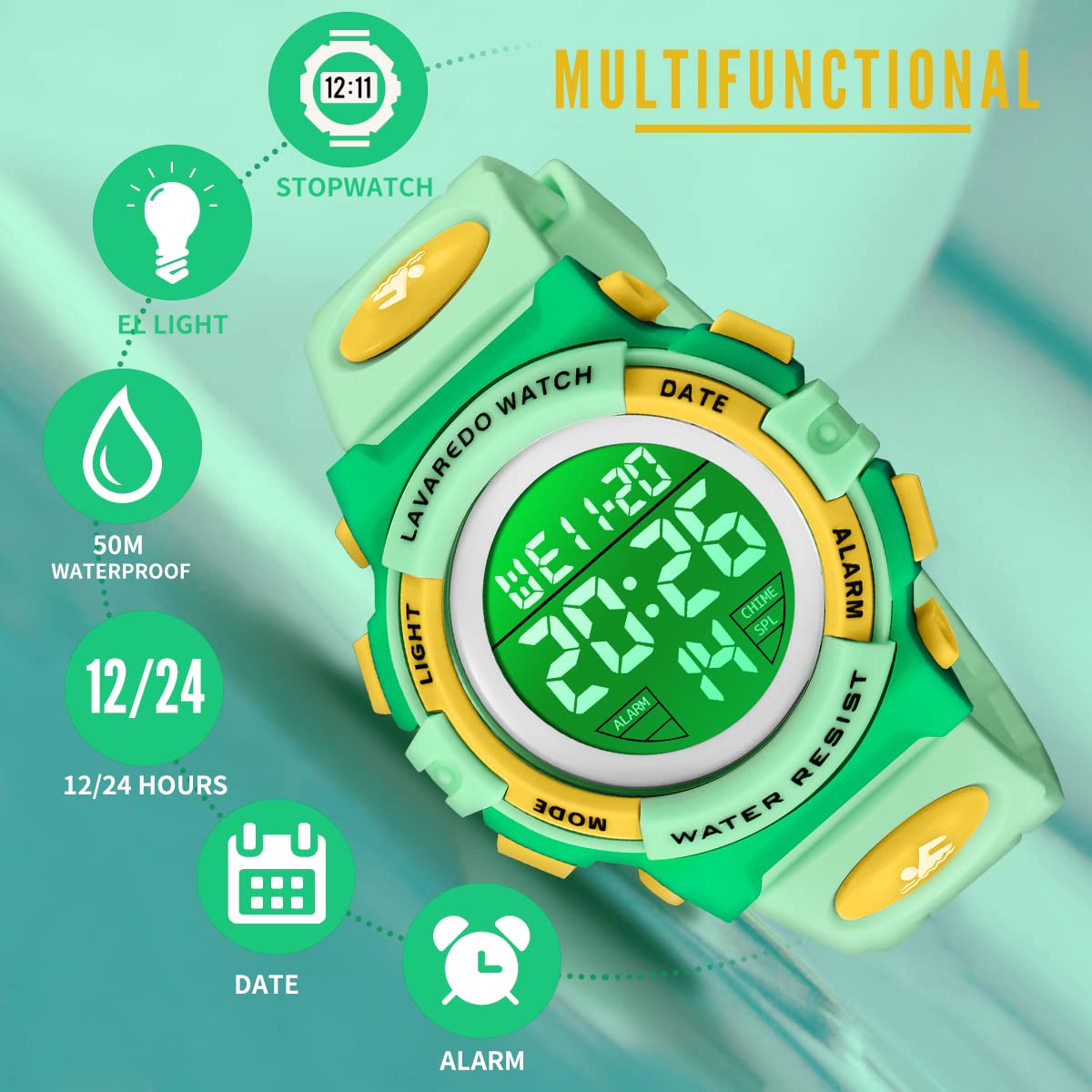 Foto 5 pulgar | Reloj Deportivo Digital  Alps para Niño Resistente al Agua - Venta Internacional