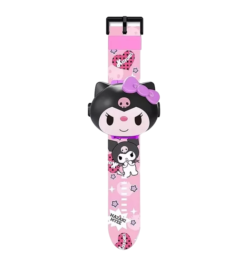 Reloj Dibujos Proyector Niños De Animados 24 Imágenes Kuromi Rosa