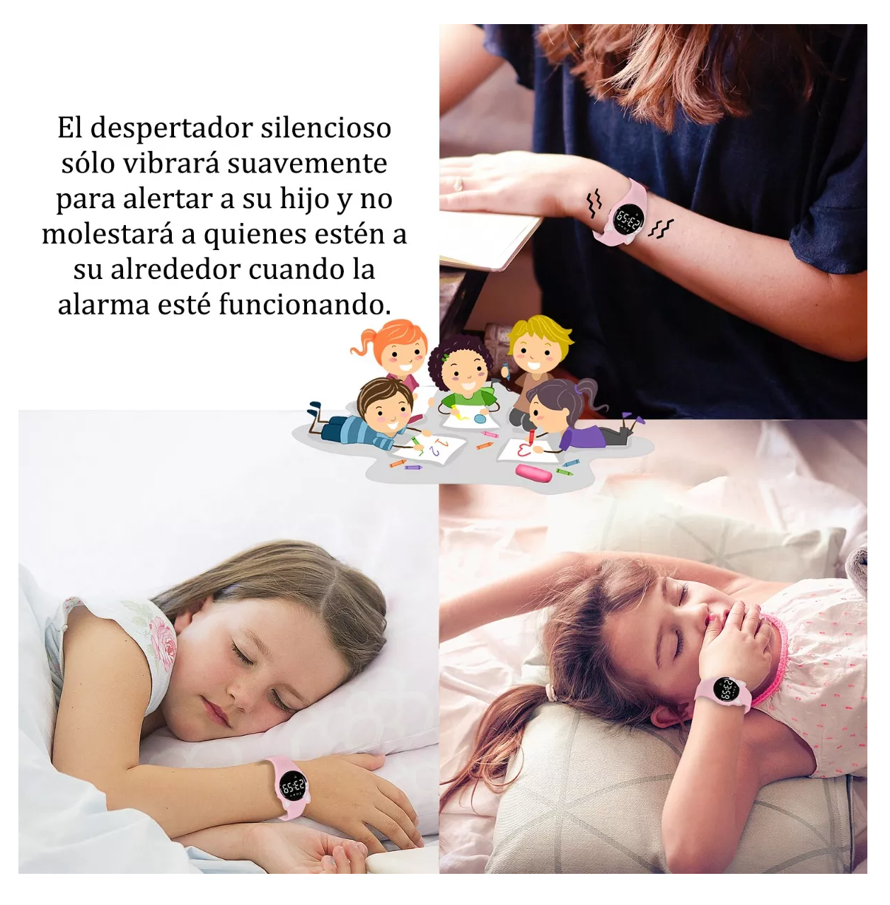 Foto 6 pulgar | Reloj Digital Para Niños Con Contador De Pasos Y Calorías Diseño Gato Rosa Claro