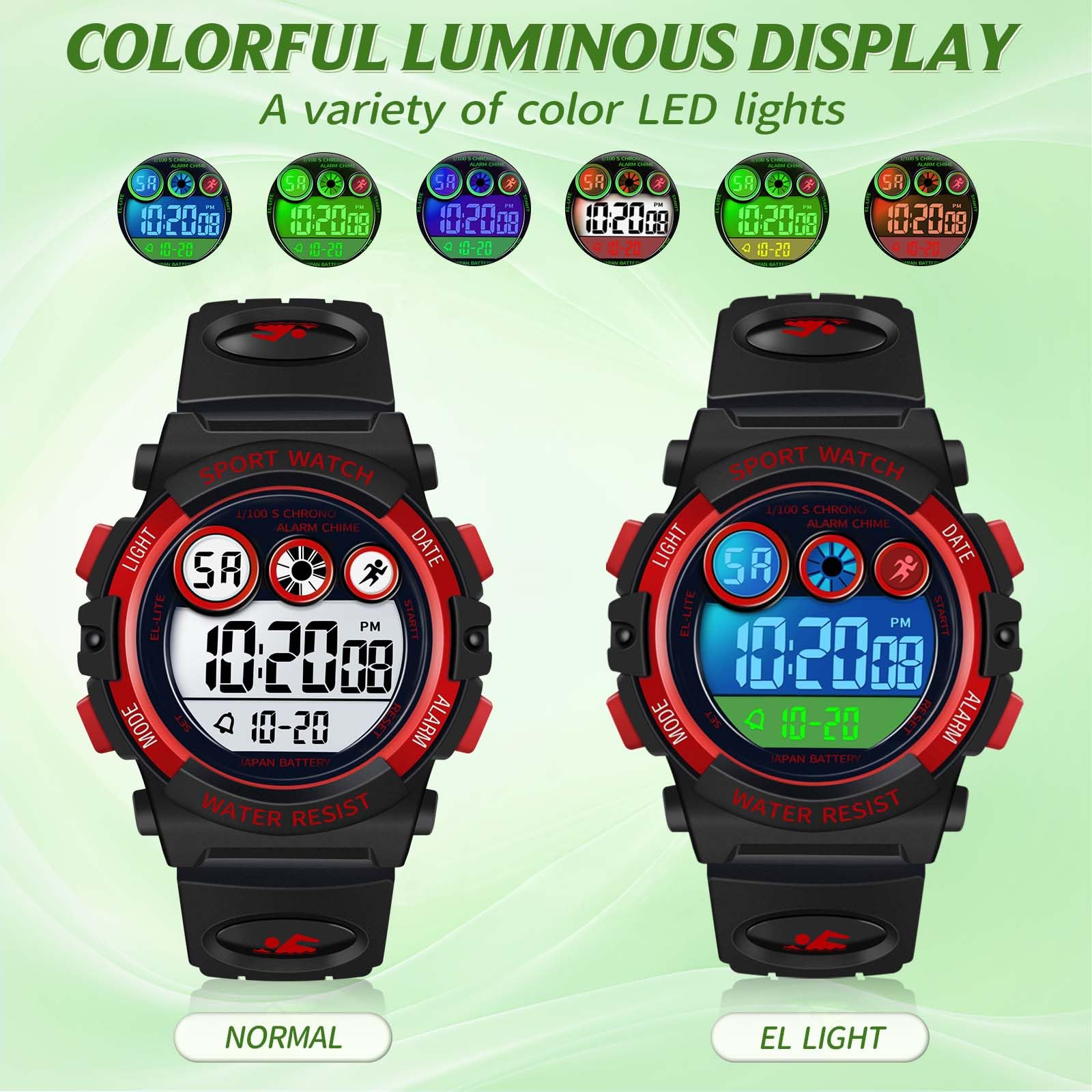 Foto 6 pulgar | Reloj Dayllon Kids Digital Sport Impermeable Con Alarma De 3 A 15 Años, Rojo - Venta Internacional.