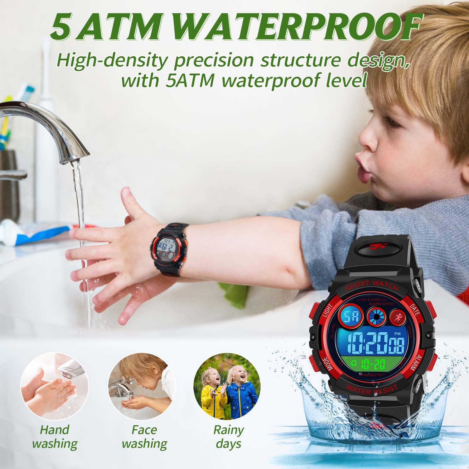 Foto 7 pulgar | Reloj Dayllon Kids Digital Sport Impermeable Con Alarma De 3 A 15 Años, Rojo - Venta Internacional.