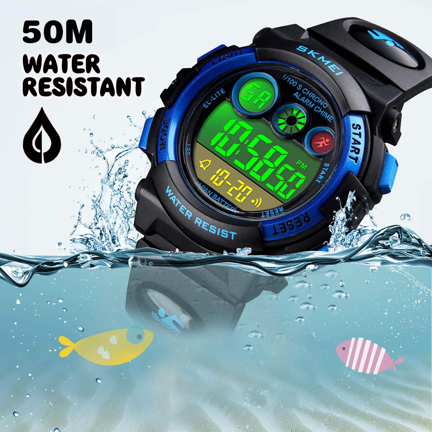 Foto 3 | Reloj Deportivo Digital Negro Cofuo Kids, Resistente Al Agua, 50 M - Venta Internacional.