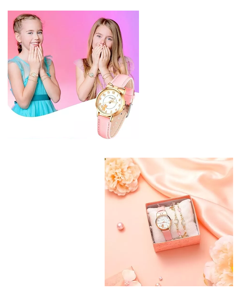 Foto 4 pulgar | Reloj Infantil De Cuarzo Con Pulsera De Estrellas Para Niños Rosa