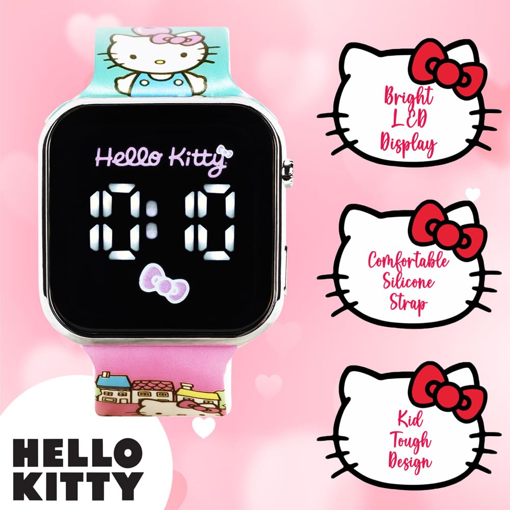 Foto 4 pulgar | Watch Accutime Hello Kitty Led Kids Funda Plateada De Silicona - Venta Internacional.