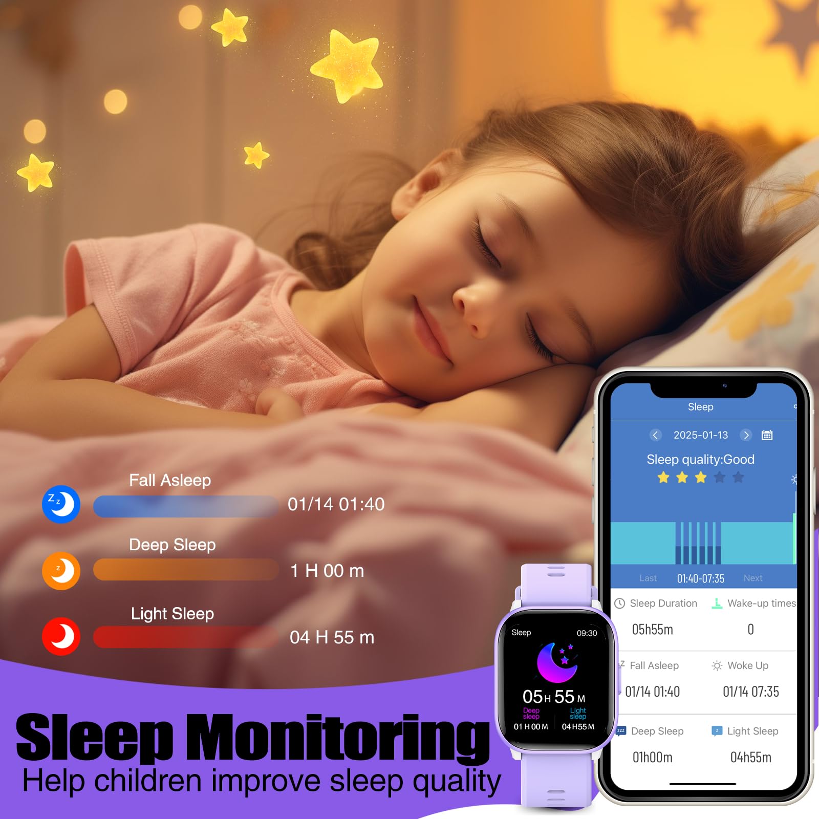 Foto 6 pulgar | Reloj Infantil Fitness Tracker Meoonley Ip68 Resistente al Agua - Venta Internacional