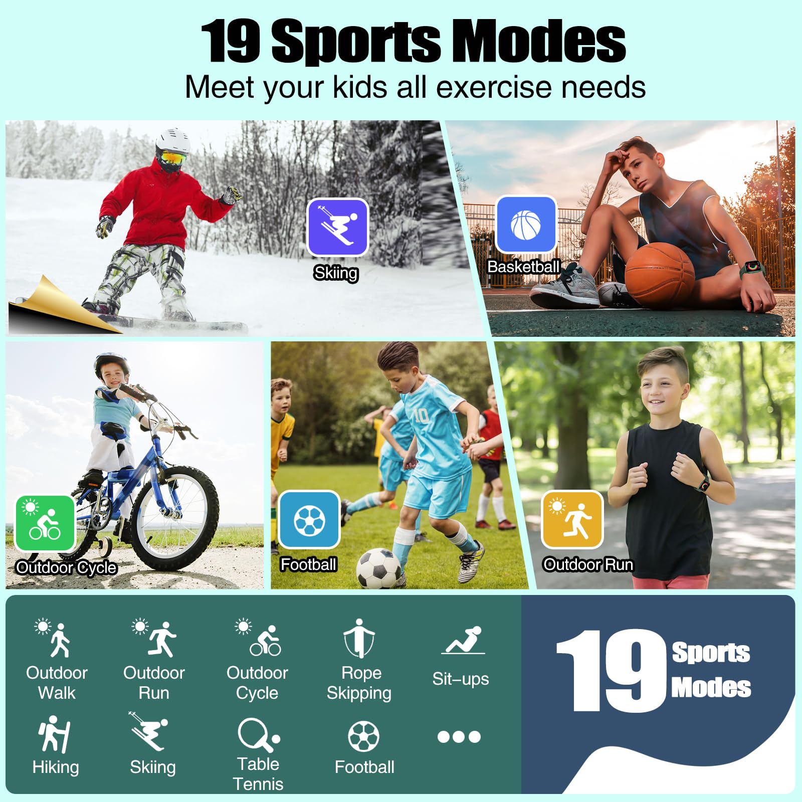 Foto 4 pulgar | Reloj para Niños Meoonley Ip68 19 Modos Deportivos - Venta Internacional