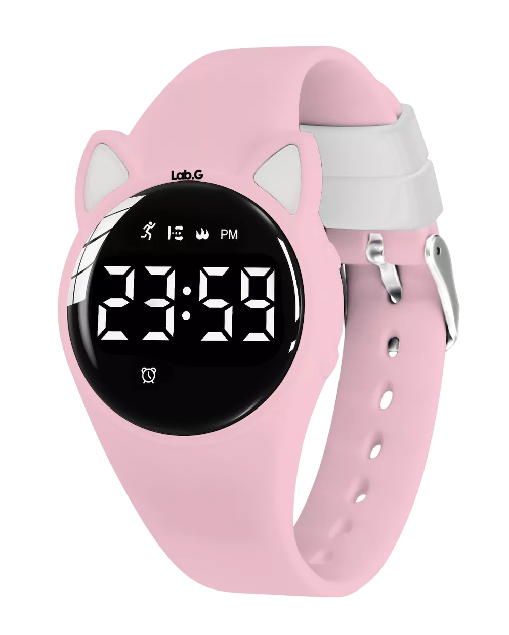 Reloj Digital Para Niños Con Contador De Pasos Y Calorías Diseño Gato Rosa Claro
