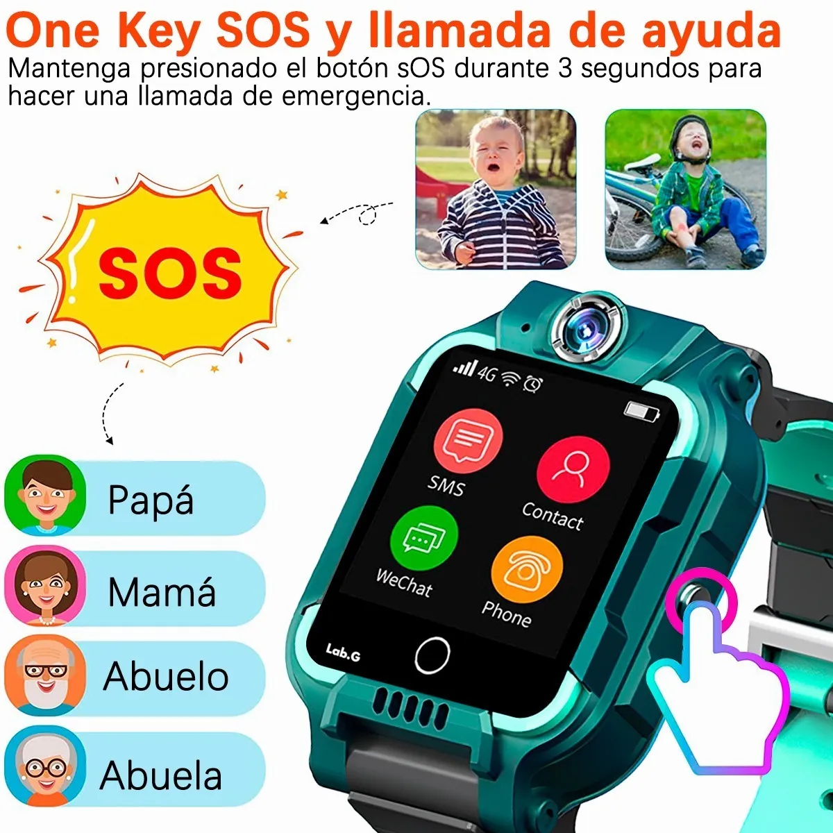 Foto 4 pulgar | Reloj Inteligente 4g Gps Wifi Lab.g Verde para Niños