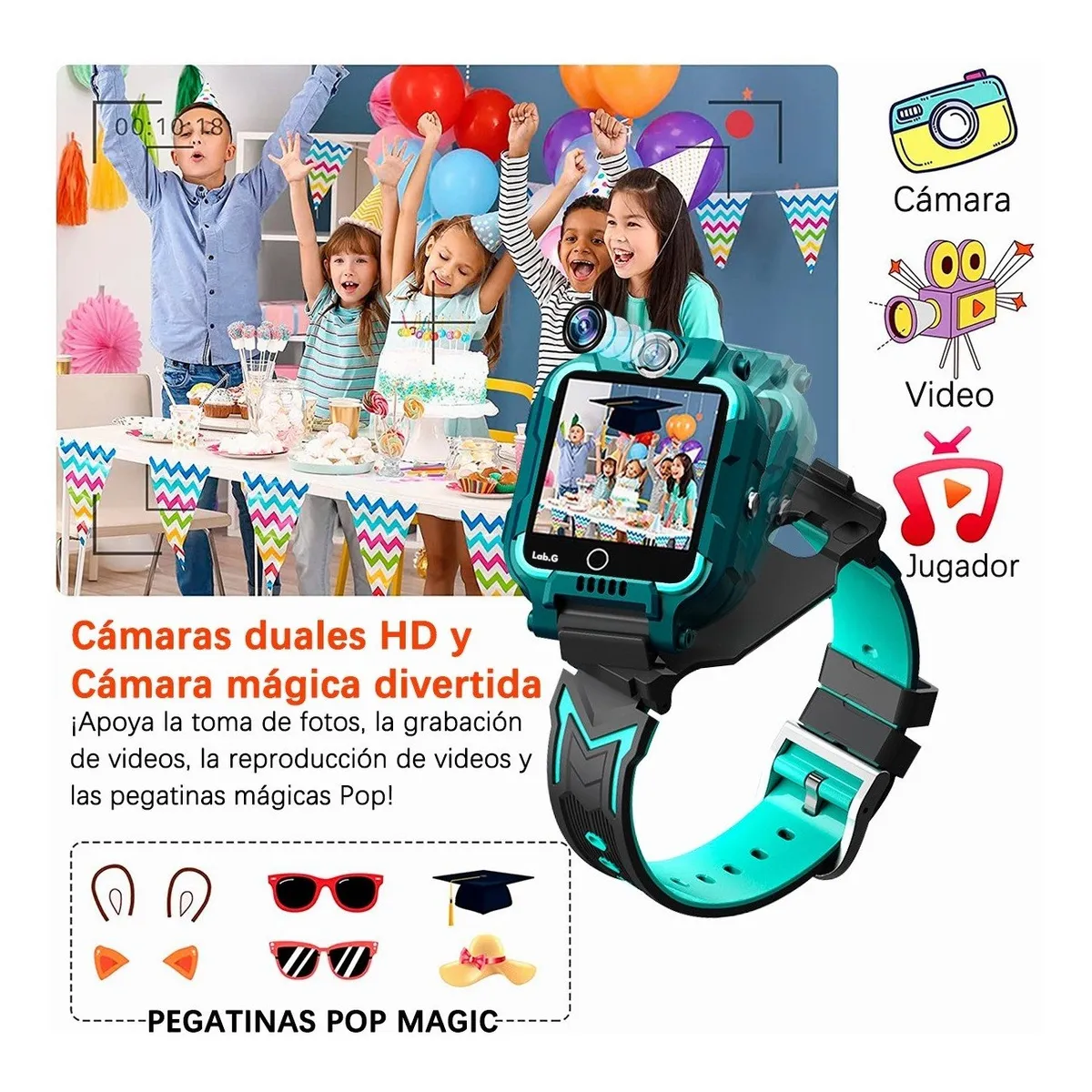 Foto 5 pulgar | Reloj Inteligente 4g Gps Wifi Lab.g Verde para Niños