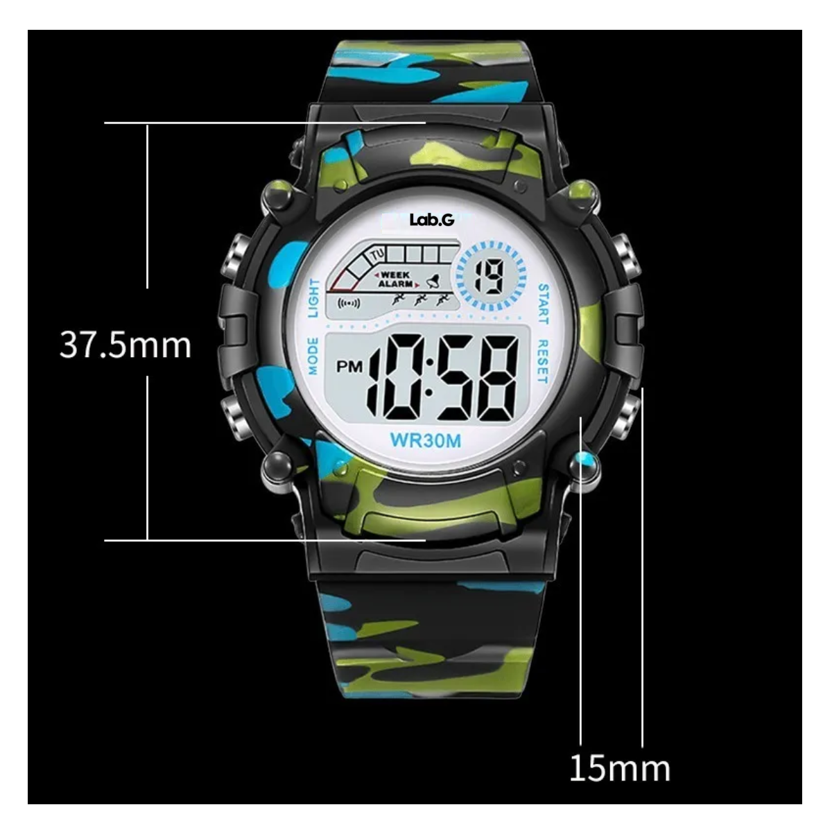 Foto 4 pulgar | Reloj Infantil Led Niño Militar Camuflaje Azul Con Verde Lab.g  Multicolor