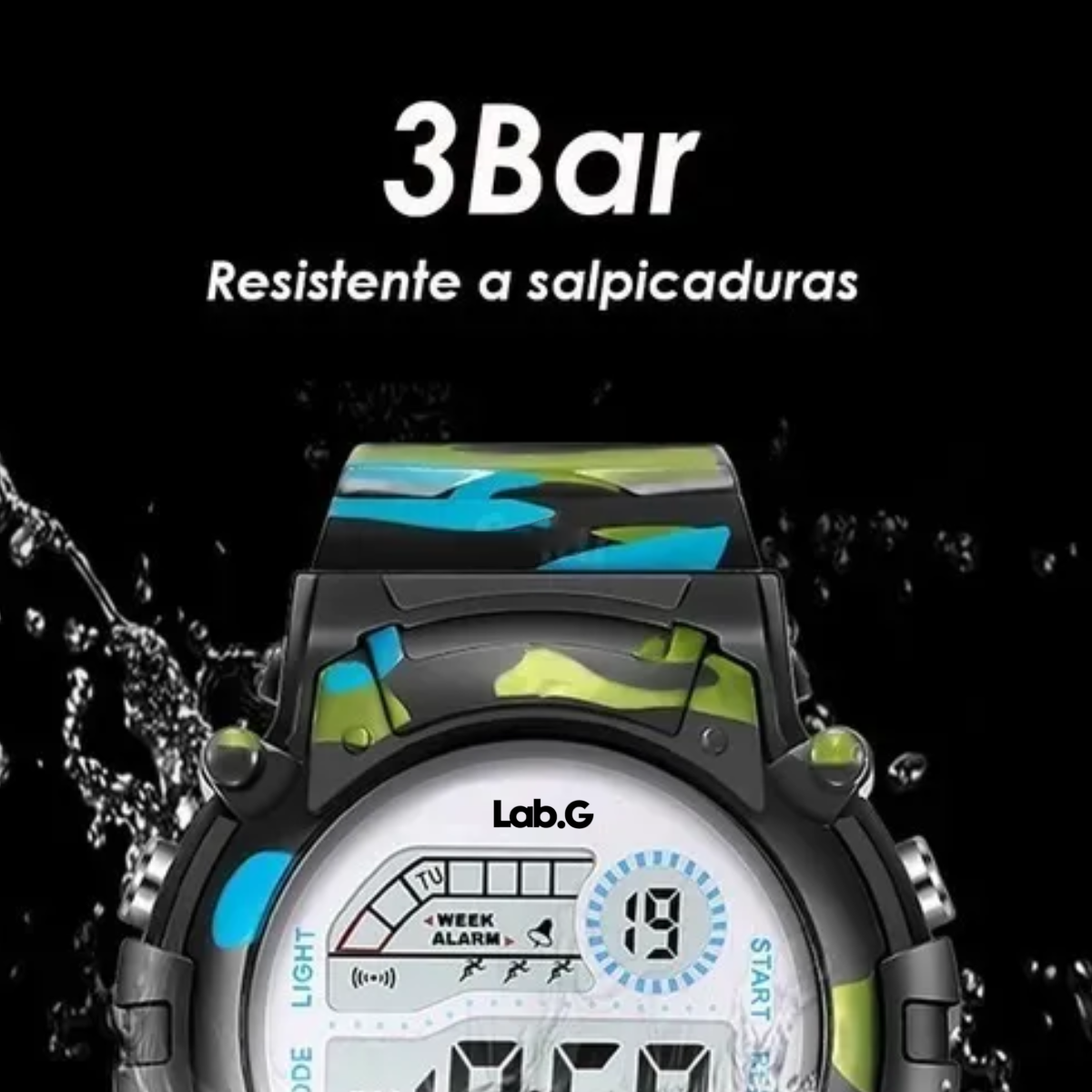 Foto 4 | Reloj Infantil Led Niño Militar Camuflaje Azul Con Verde Lab.g  Multicolor