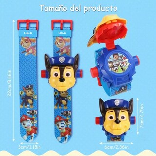 Foto 3 | Reloj Proyector Niños 24 Imágenes Paw Patrol, Chase+pegatina Lab.g Azul