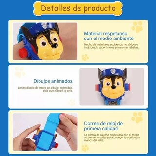 Foto 4 | Reloj Proyector Niños 24 Imágenes Paw Patrol, Chase+pegatina Lab.g Azul