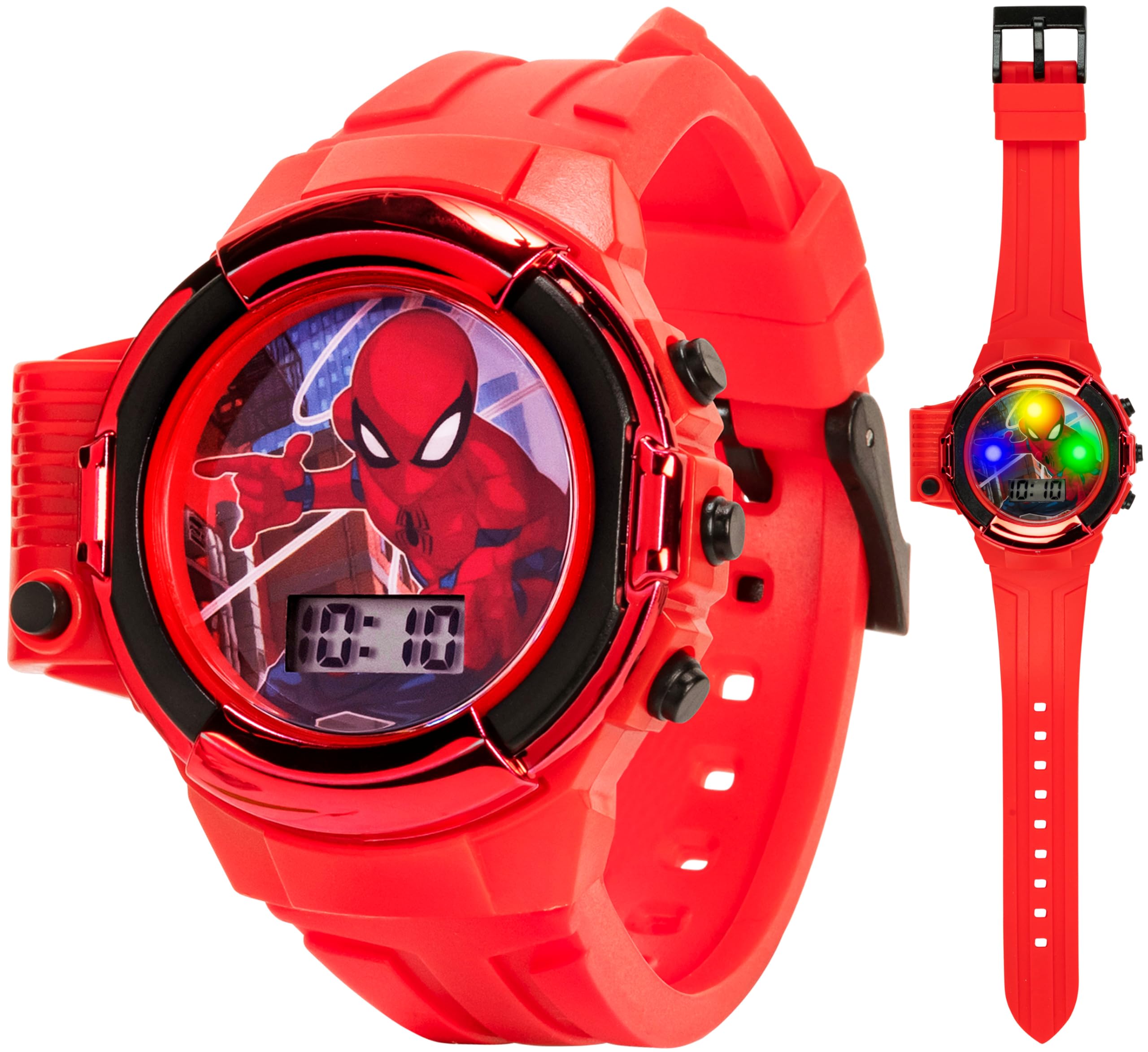 Foto 2 pulgar | Reloj Accutime Marvel Spider-man Para Niños Con Linterna Lcd - Venta Internacional.