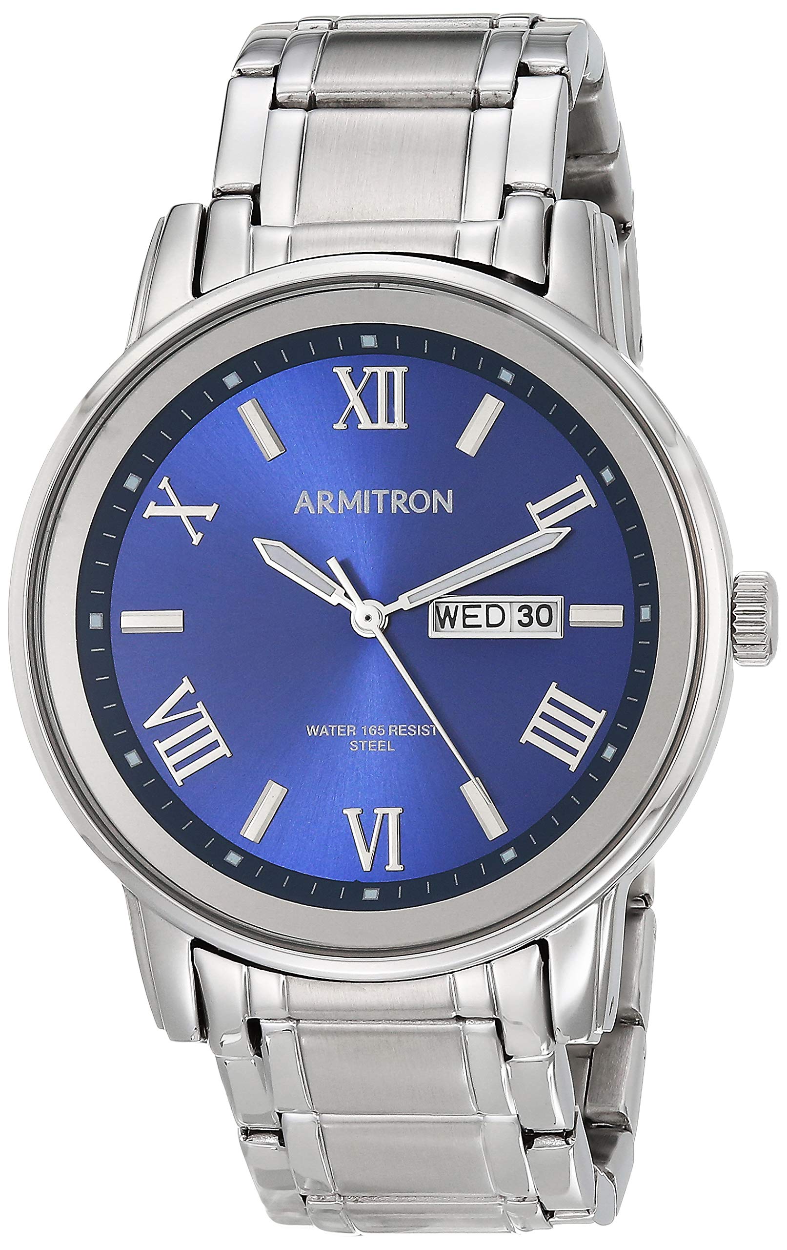 Venta Internacional - Reloj Armitron 20/4935blsv Day/date Para Hombre, Tono Plateado