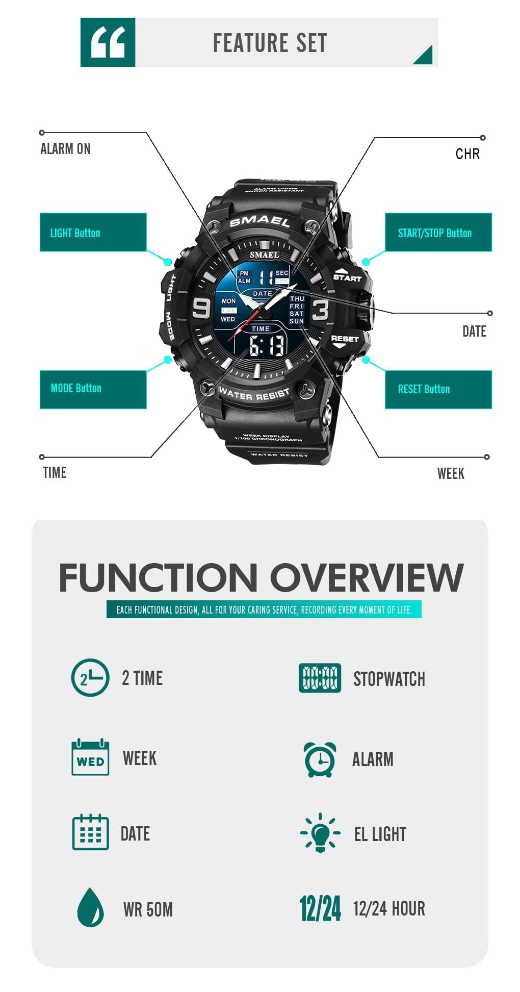 Foto 5 pulgar | Venta Internacional - Reloj Gosasa S-shock, Alarma Led Impermeable Para Deportes Militares