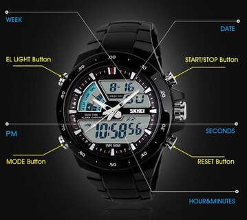 Foto 2 | Venta Internacional - Reloj Skmei Con Alarma Analógica Digital Resistente Al Agua Hasta 30 M, Color Negro