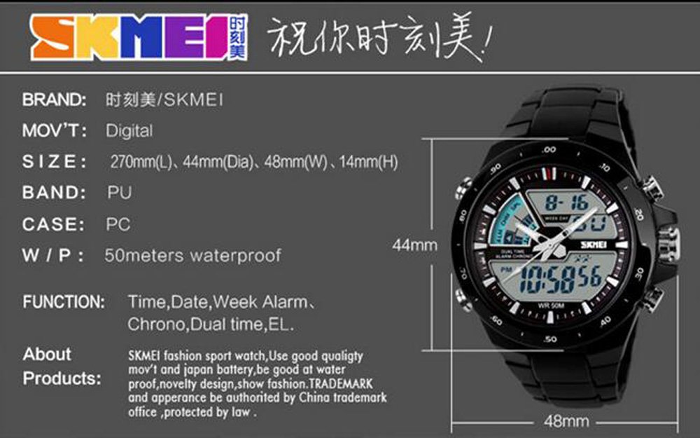 Foto 3 | Venta Internacional - Reloj Skmei Con Alarma Analógica Digital Resistente Al Agua Hasta 30 M, Color Negro