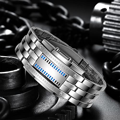 Foto 4 pulgar | Venta Internacional - Reloj Gosasa Binary Matrix Blue Led Digital De Acero Inoxidable