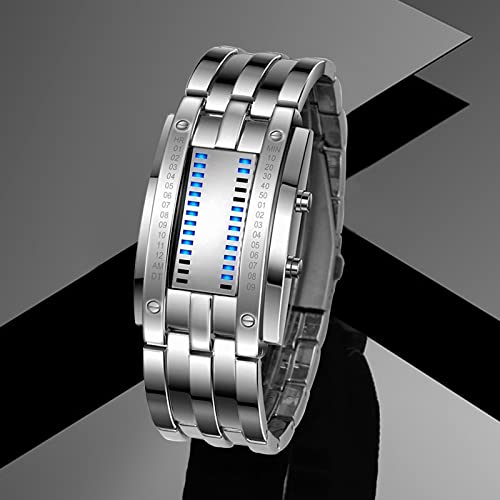 Foto 5 pulgar | Venta Internacional - Reloj Gosasa Binary Matrix Blue Led Digital De Acero Inoxidable
