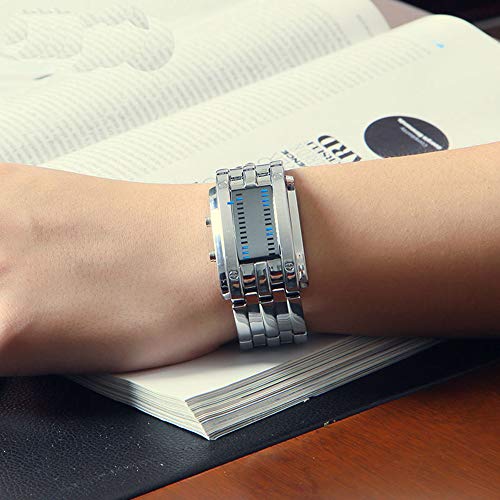 Foto 9 pulgar | Venta Internacional - Reloj Gosasa Binary Matrix Blue Led Digital De Acero Inoxidable