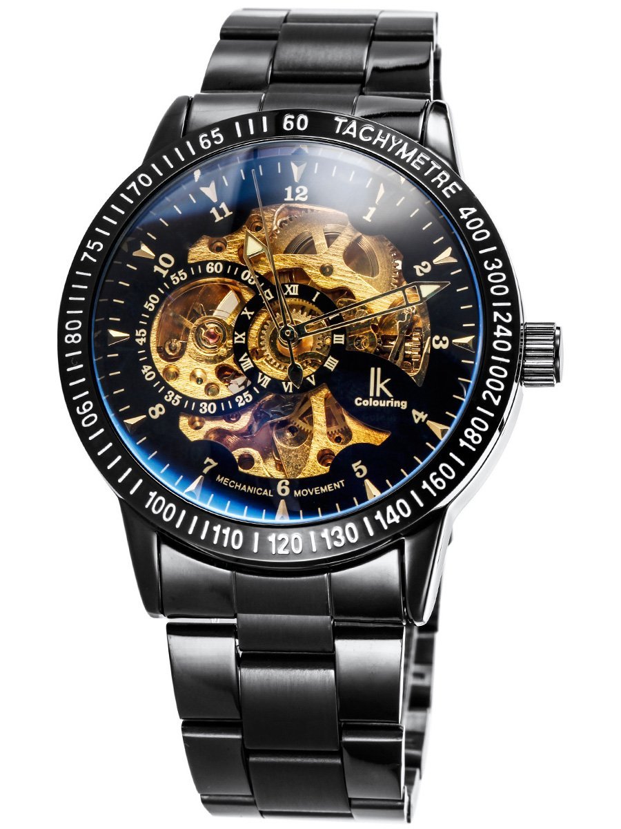 Foto 2 pulgar | Venta Internacional - Reloj Burytony Causal Black Steel Skeleton Automatic Para Hombre