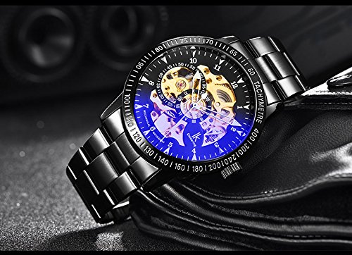 Foto 4 | Venta Internacional - Reloj Burytony Causal Black Steel Skeleton Automatic Para Hombre