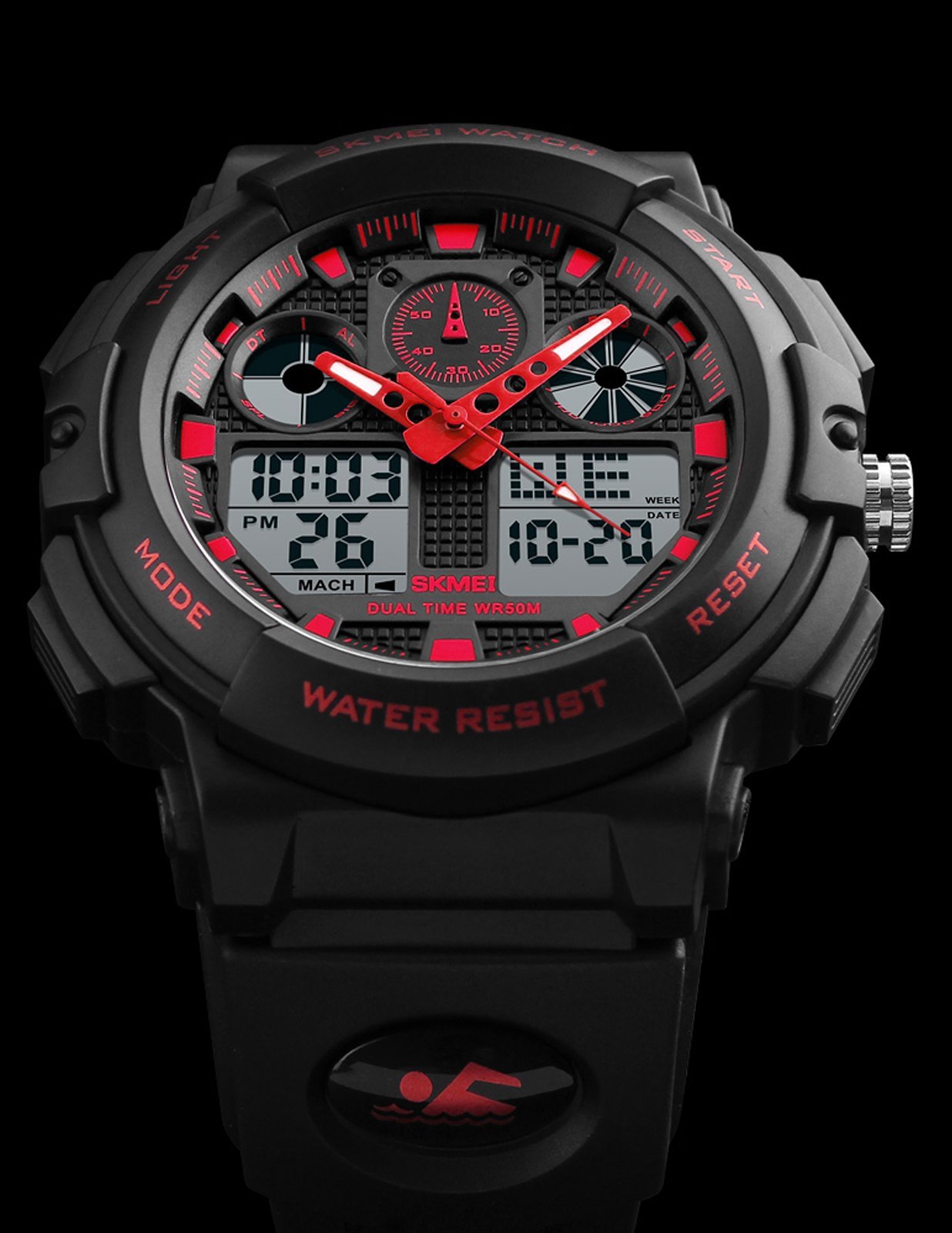 Foto 5 pulgar | Venta Internacional - Reloj Skmei Para Hombre, Led Negro Y Rojo, Impermeable, Deportivo, Militar