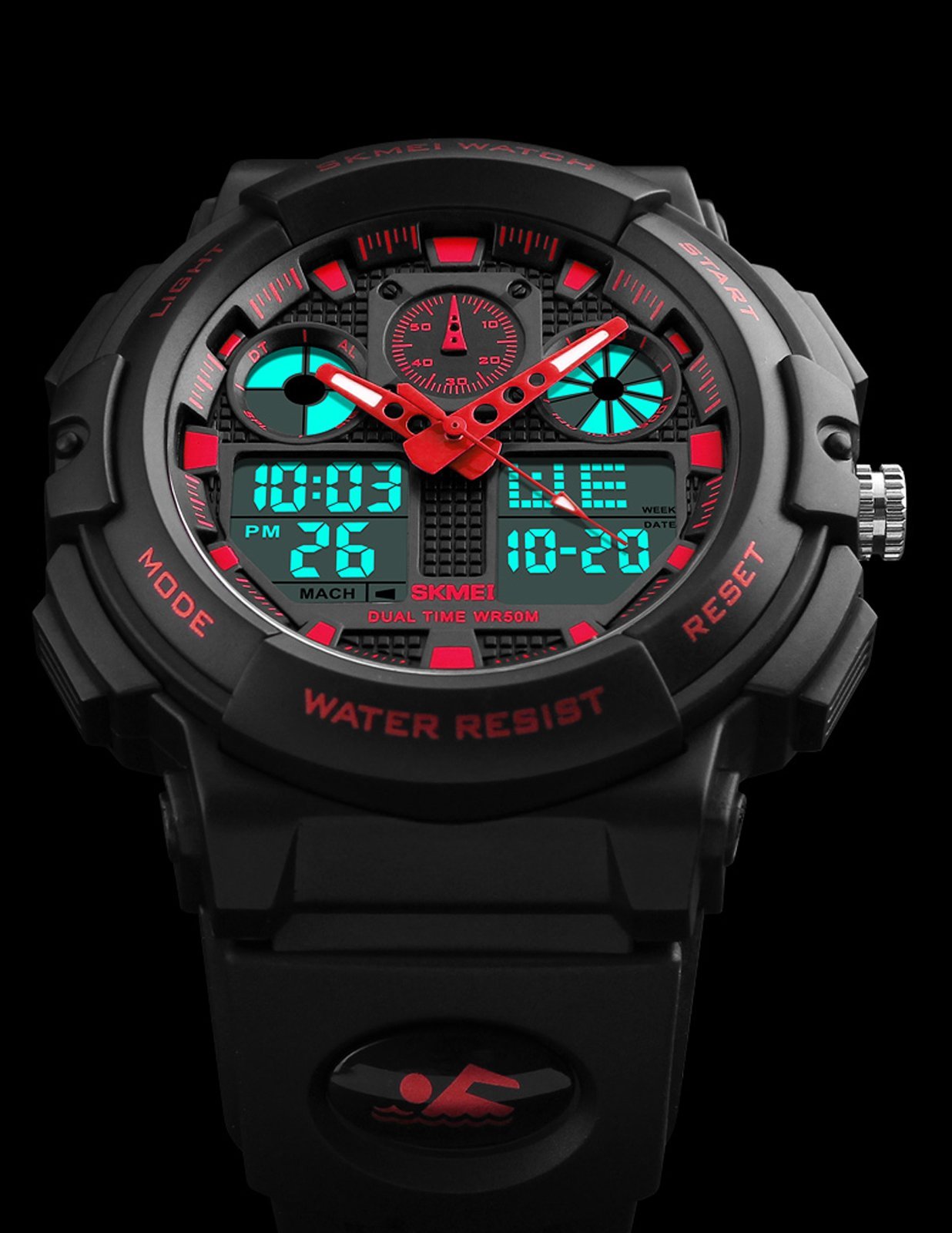 Foto 6 pulgar | Venta Internacional - Reloj Skmei Para Hombre, Led Negro Y Rojo, Impermeable, Deportivo, Militar